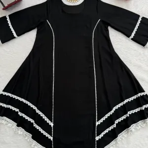 Black and White Embroidered Kurta Set with Palazzo Pants Black & White