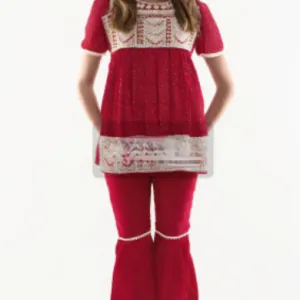 Maroon Embroidered Top with Sharara Pant...