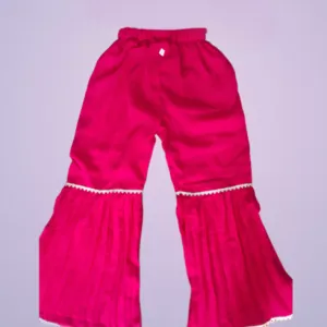 Maroon Embroidered Top with Sharara Pant Ethnic Set for Girls