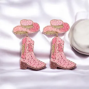 Pink Beaded Cowboy Boot and Hat Statemen...