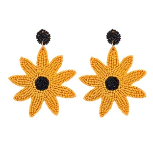 Handmade Beaded Sunflower Earrings
