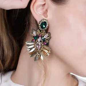 Elegant Gold-Tone Earrings with Crystals and Gems design | elegant and eye-catching