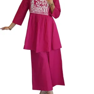 Women's Cotton Embroidered Short Anarkal...