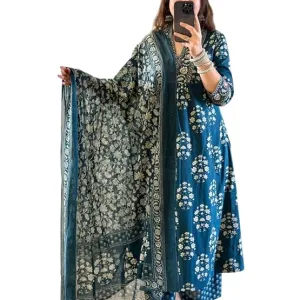 Women's Cotton Floral Printed Anazrkali...