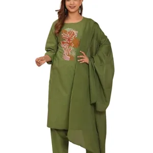 Women's Cotton Embroidery Straight Kurti...