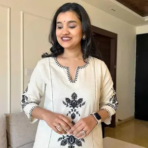 Women's Cotton Embroidered Straight Kurta with Palazzo