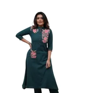 Women's Cotton Printed Straight Kurti wi...