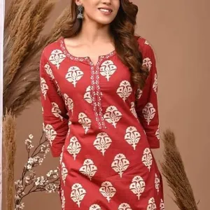 Women's Rayon Printed Straight Kurti with Pant Set