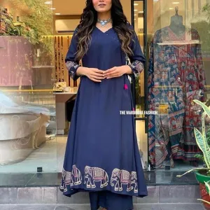 Women's Rayon Embroidered Straight Kurti...