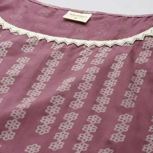 Women's Rayon Printed Straight Kurti with Pant Set