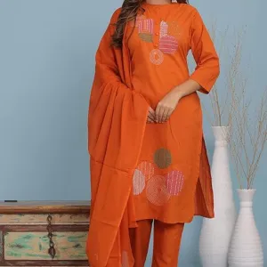 Women's Cotton Embroidery Straight Kurti...
