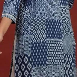 Women's Cotton Printed A-Line Kurti with Pant