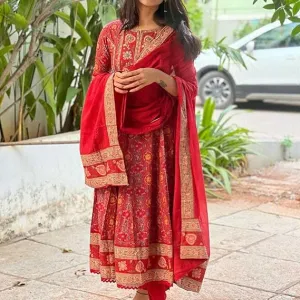 Women's Cotton Anarkali Embroidery Desig...