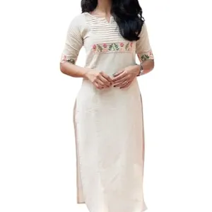 Women's Cotton Floral Printed Straight Kurti with Palazzo