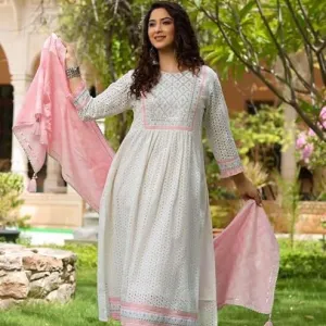 Women's Cotton Embroidered Nayra Cut Kur...