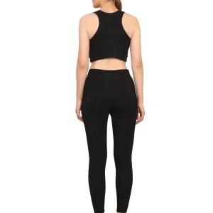 Black High Waist Cotton Yoga Pants Stretchable Gym Tights