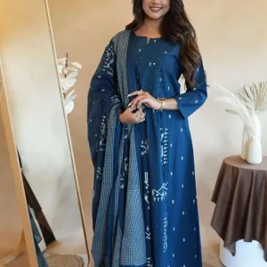 Women's Cotton Embroidered Anarkali Kurt...