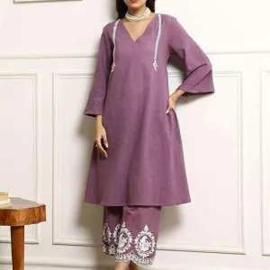 Women's Cotton Embroidered Straight Kurta & Pant with Dupatta Set