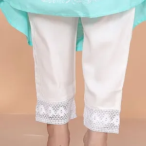 Women's Rayon Embroidered vcut Anarkali Kurti with Pant