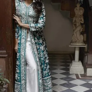 Women's Cotton Embroidered A-Line Kurti...