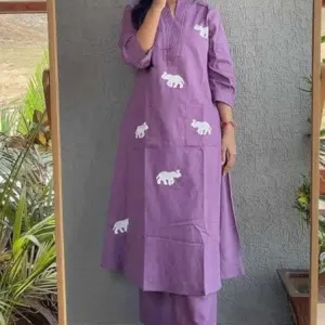 Women's Cotton Printed Straight Kurti wi...