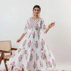 Women's Cotton Floral Printed Long Anark...