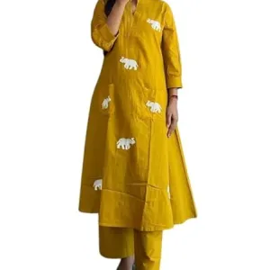 Women's Cotton Printed Straight Kurti Pa...