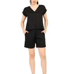 Women Modal Satin Night Suit 2 Pc Shirt...