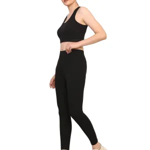 Black Cotton Sports Bra with Removable Pads for Women