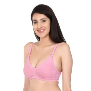 Baby Pink Bamboo Fabric Nursing Bra for Breastfeeding Women