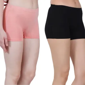 Bamboo Fabric Mid Rise Shorts Peach Blac...
