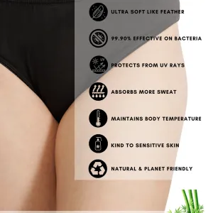 Bamboo Fabric Leak Proof Period Panty 3 Layers Not for heavy Flow | Black & Fuchsia | Pack of 2