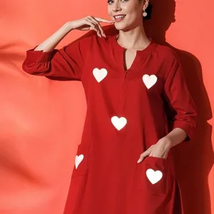 Women's Cotton Embroidered Straight Kurti with Pant Set