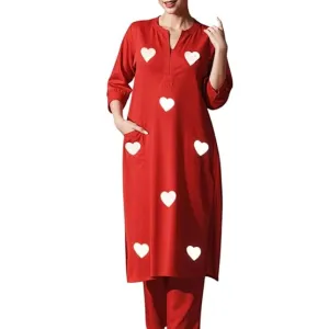 Women's Cotton Embroidered Straight Kurt...