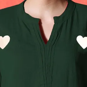 Women's Cotton Embroidered Straight Kurti Pant Set