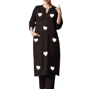 Women's Cotton Embroidered Straight Kurti with Pant Set