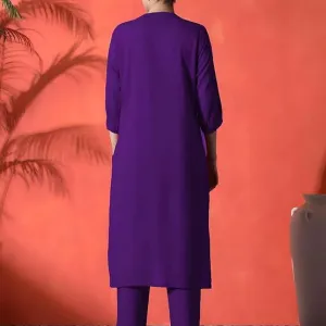 Women's Cotton Embroidered Straight Kurti Pant Set for Casual Wear