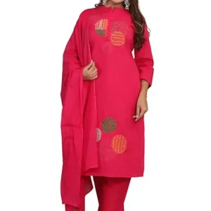 Women's Cotton Embroidery Straight Kurti Pant Set for Casual Wear