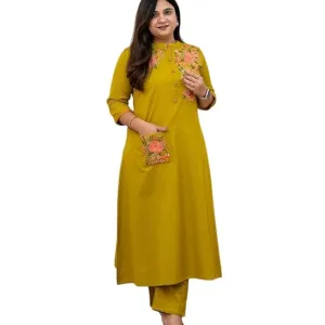 Women's Cotton Printed Straight Kurti with Pant
