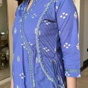 Women's Cotton Embroidered Anarkali Kurti Set with Dupatta