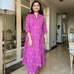 Women's Cotton Embroidered Anarkali Kurt...