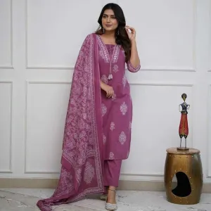 Women's Cotton Printed Straight Kurti wi...