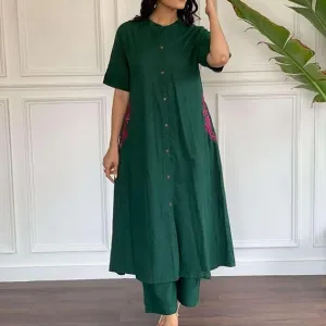 Womens Cotton Long Embroidered A Line Ku...