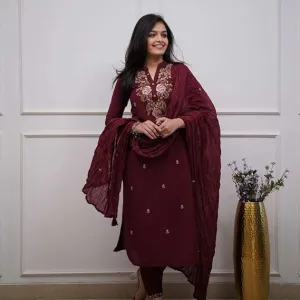 Womens Cotton Embroidery Work Straight K...