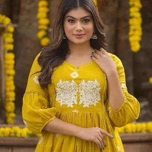 Women's Cotton Hand Block Printed Anarkali Kurti