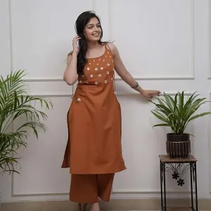 Womens Cotton Sleeveless Embroidered Kur...