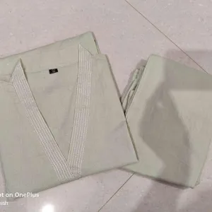 Womens Cotton Plain Kurti Pant Co Ord Set A Line Straight Fit