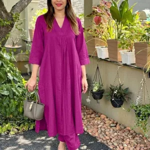 Womens Cotton Plain Straight Kurti Pant...