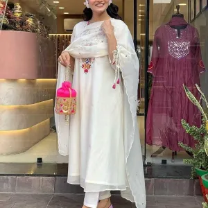 Women's Cotton Mirror Work Embroidered S...