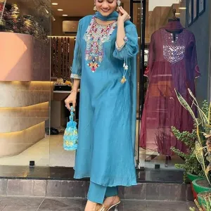 Womens Cotton Mirror Work Embroidered St...